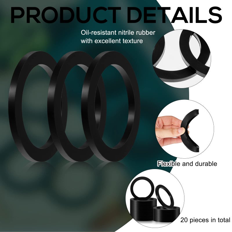 Fabbay 20 Pack 3"" Camlock Gasket Fitting Cam Lock Hose Seal for Female Coupler Cam Groove Replacement Rubber Washer Black Rubber Gasket Ring Large Replacement Strainer for Pool Plunger Valves - Image 3